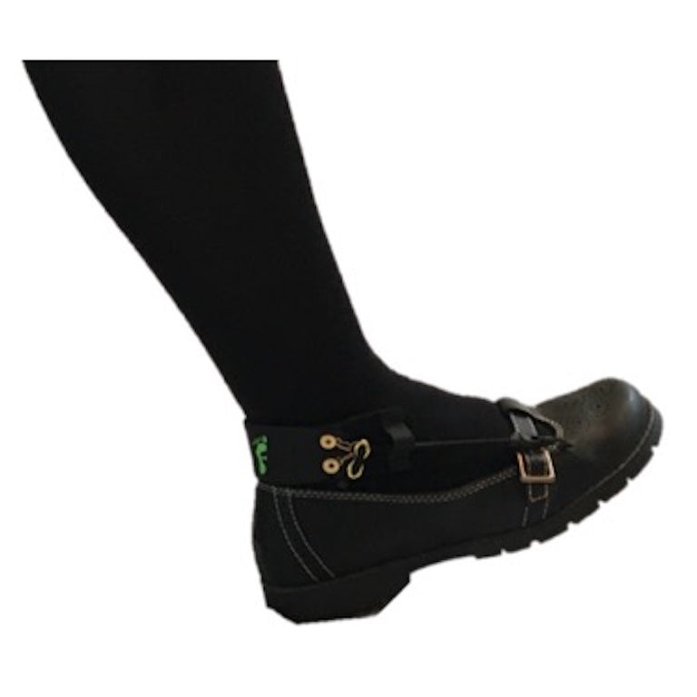 Freedom Walk AFO Free Flex Drop Foot Brace on Susan in black dress shoe