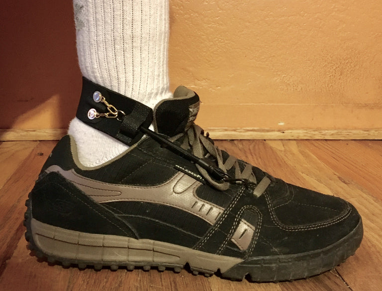Chris wearing Freedom Walk AFO Free Flex Drop Foot Brace with a black tennis shoe